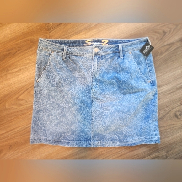Seven FLORAL DENIM Plus size SKIRT - Picture 1 of 4